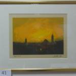 41. BOBIĆ, „Varaždin u sutonu“, serigrafija,
26x20.